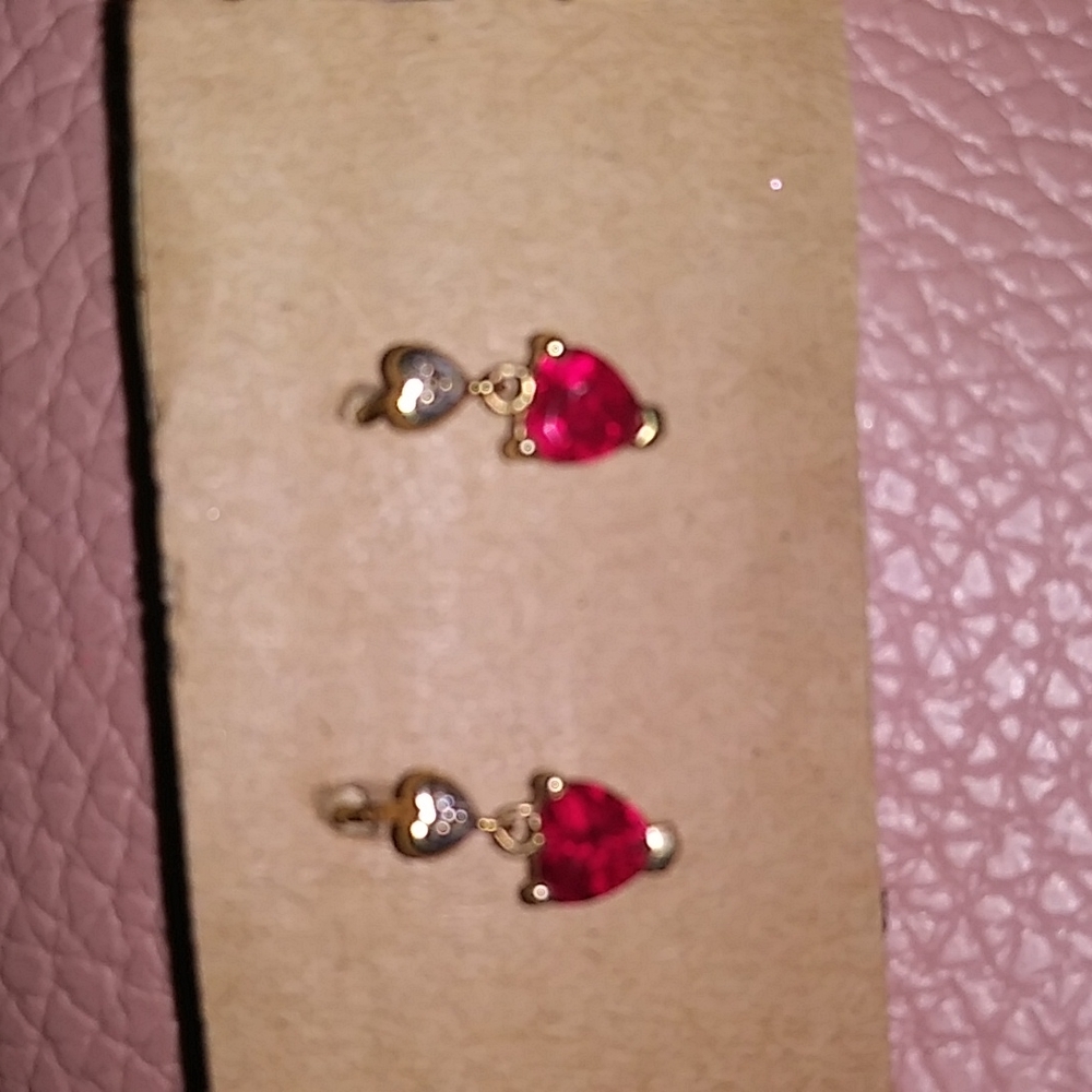 10K ruby earrings - Picture 1 of 6